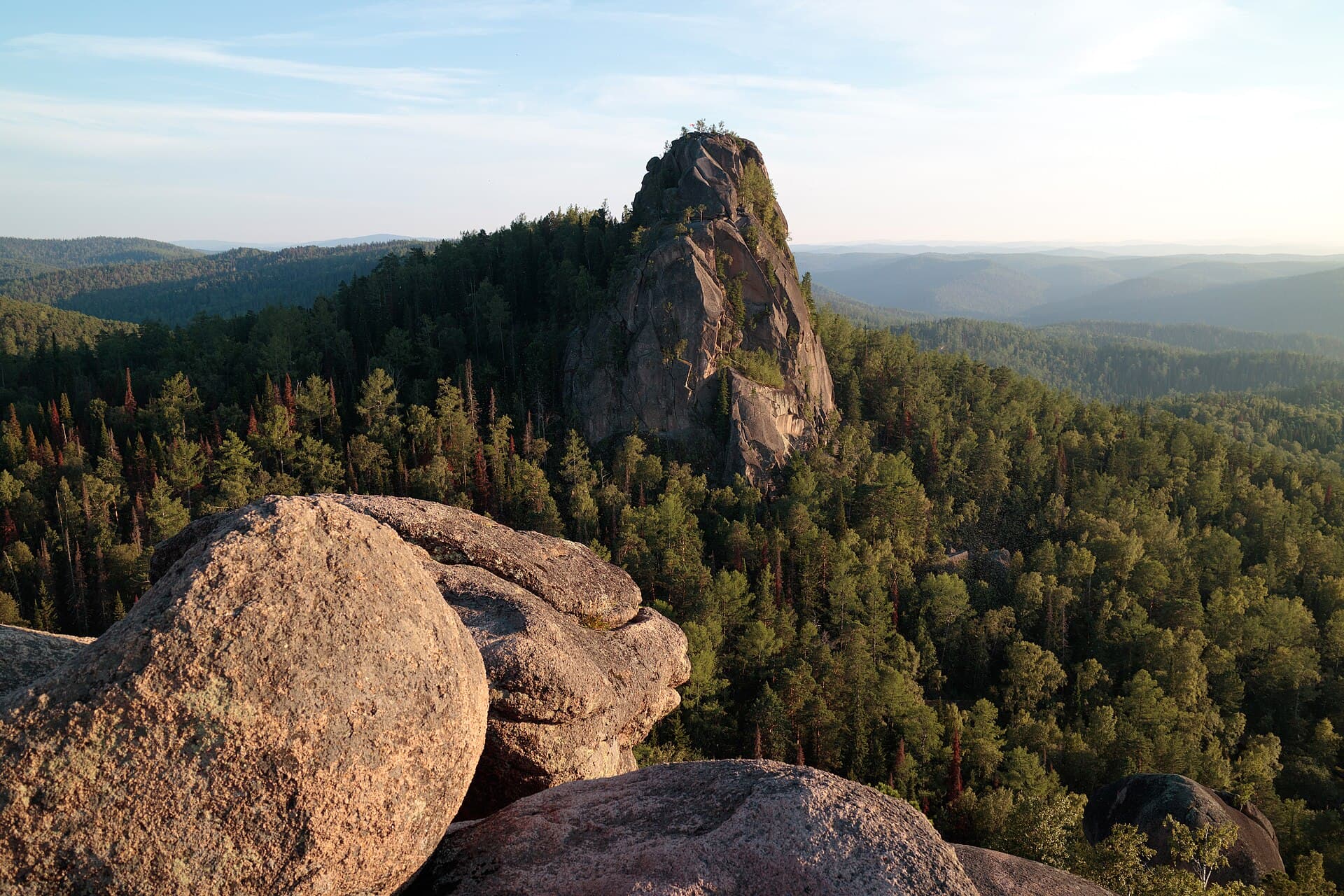 A pillar rising out of the Siberian forest, Stolby