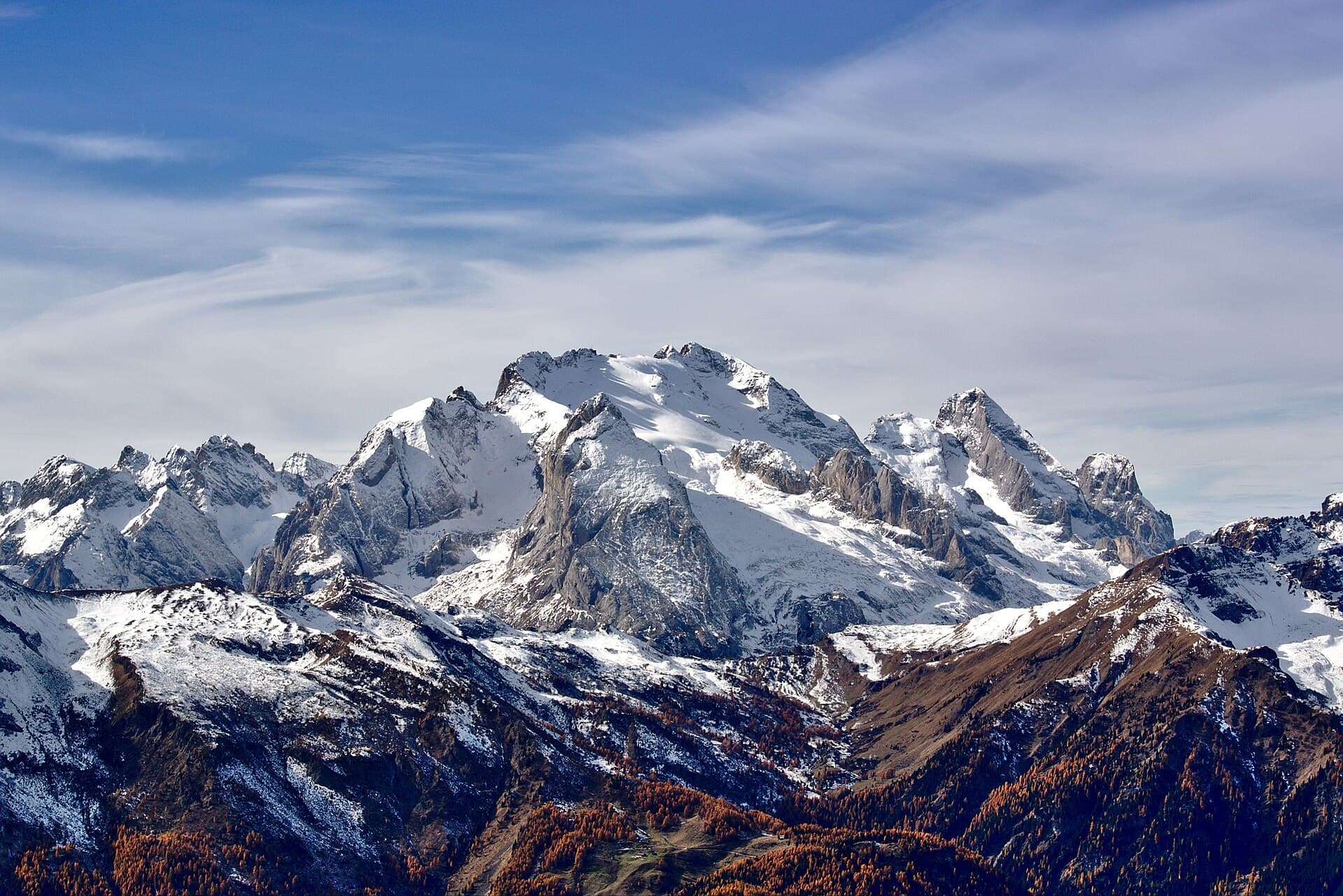The Marmolada, the highest peak in the Dolomites