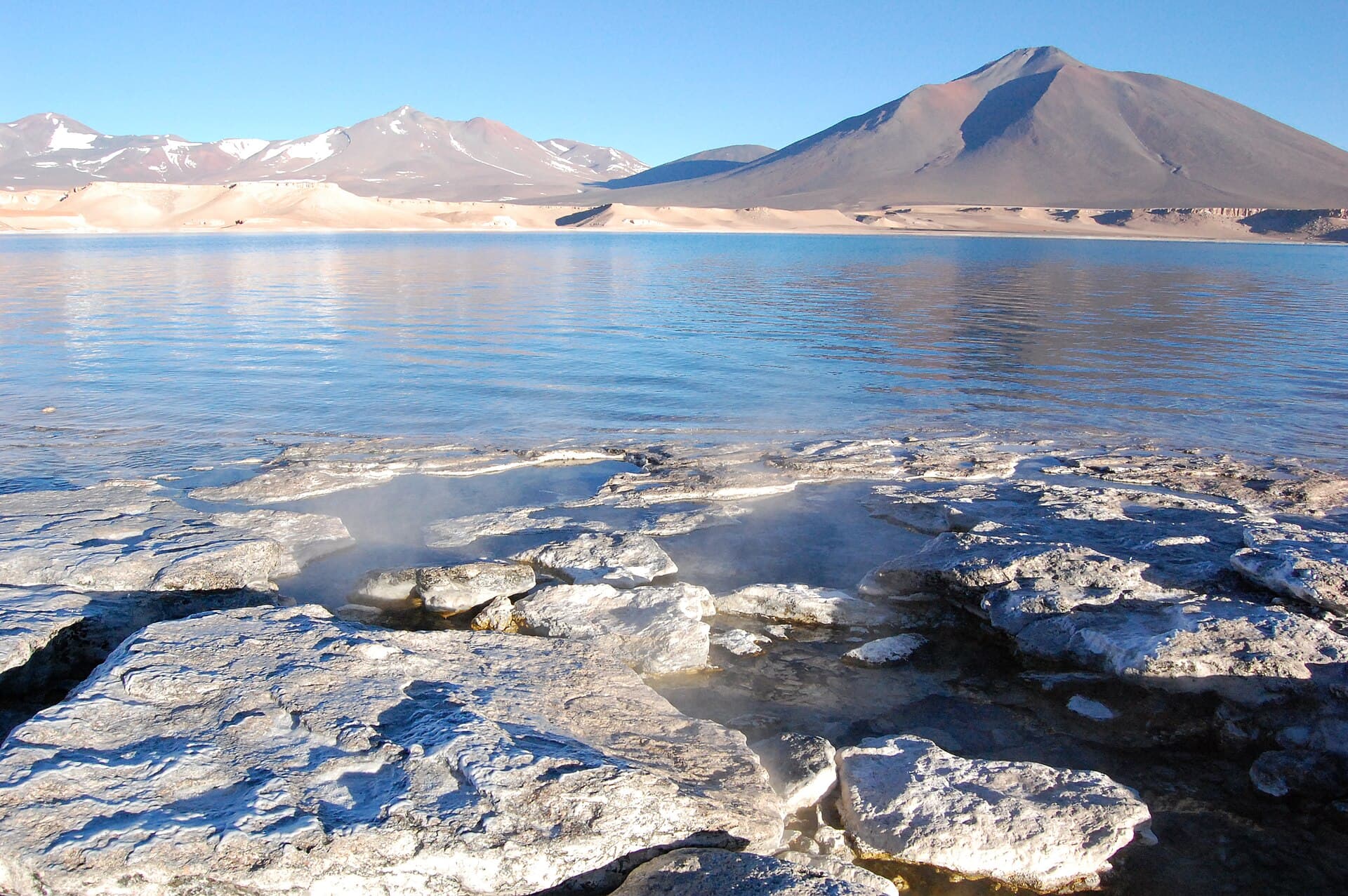 The mineral shore of Laguna Verde, Atacama